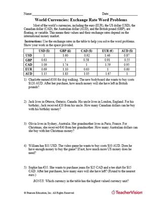 exchange rates problem solving